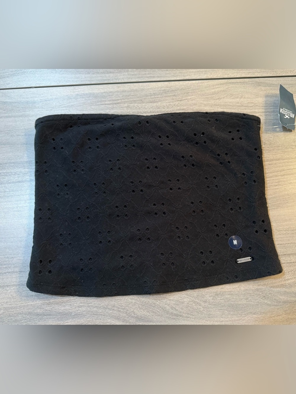 Hollister Black Eyelet Strapless Crop Top